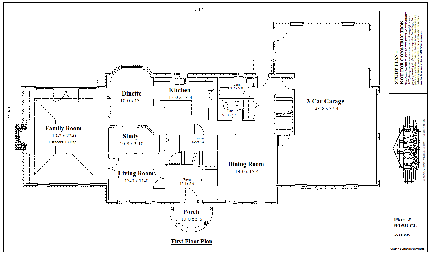 ss-9166cl-2 3 bedroom 2 bathroom colonial house plan